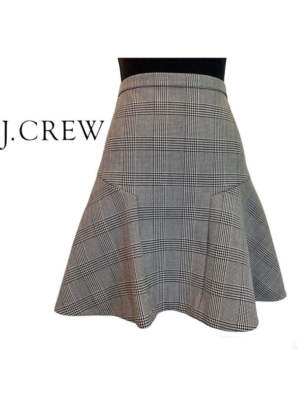 J.CREW NWOT Gray Plaid Check Houndstooth Skater Skirt Size 00